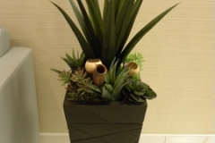 Mixed artificial succulent arrangement with large Agave plant